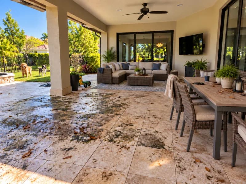 Patio before cleaning